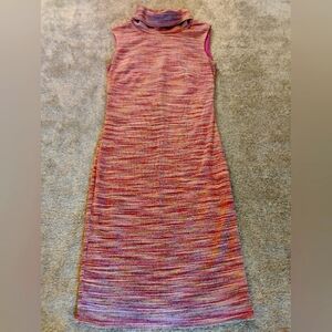 Chetta B Space Dye Turtleneck Sleeveless Sheath Dress Multicolor Unsized (0?)